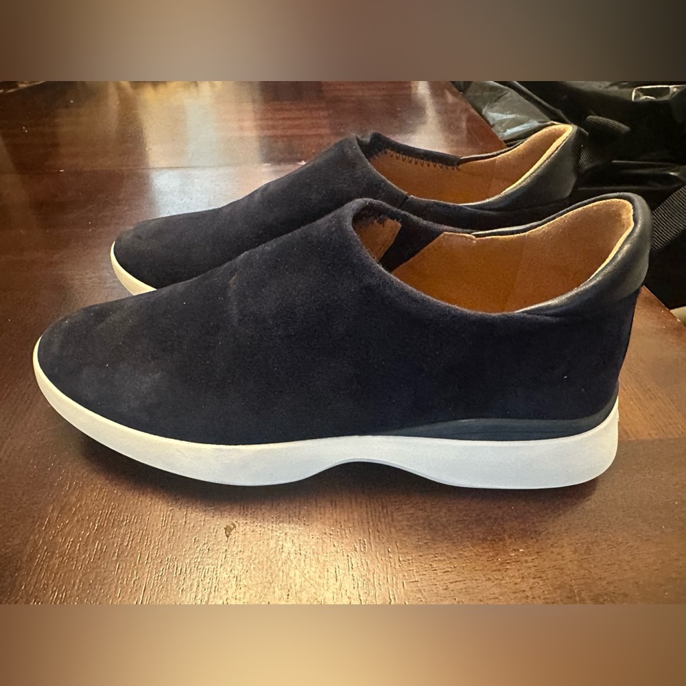 Via Spiga Navy Suede Slip-On Sneakers with White Sole